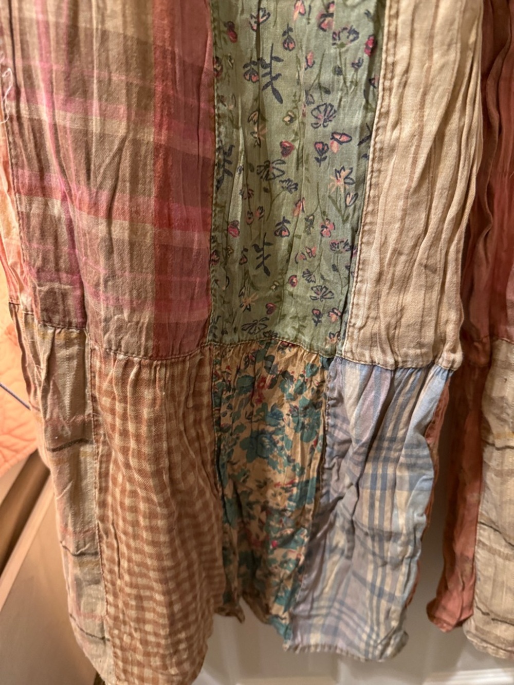 Boho Patchwork Wide-Leg Pants in Denim Blue and Multicolor - Picture 8 of 9